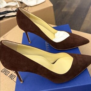 New with box Sarah Flint chocolate brown suede perfect pump